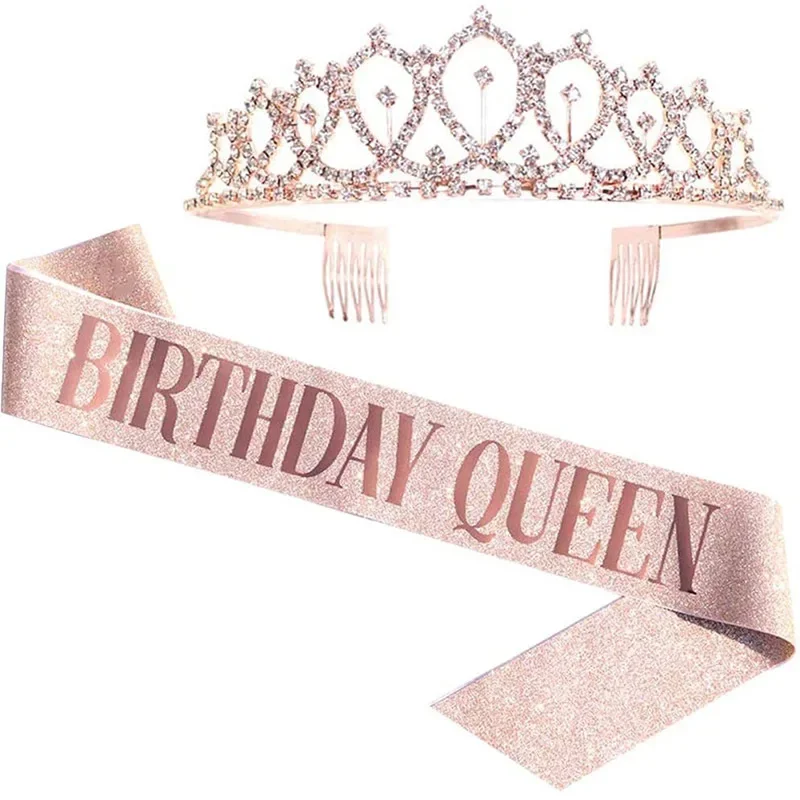 Birthday Sash Glitter - Corona de reina de cumpleaños para