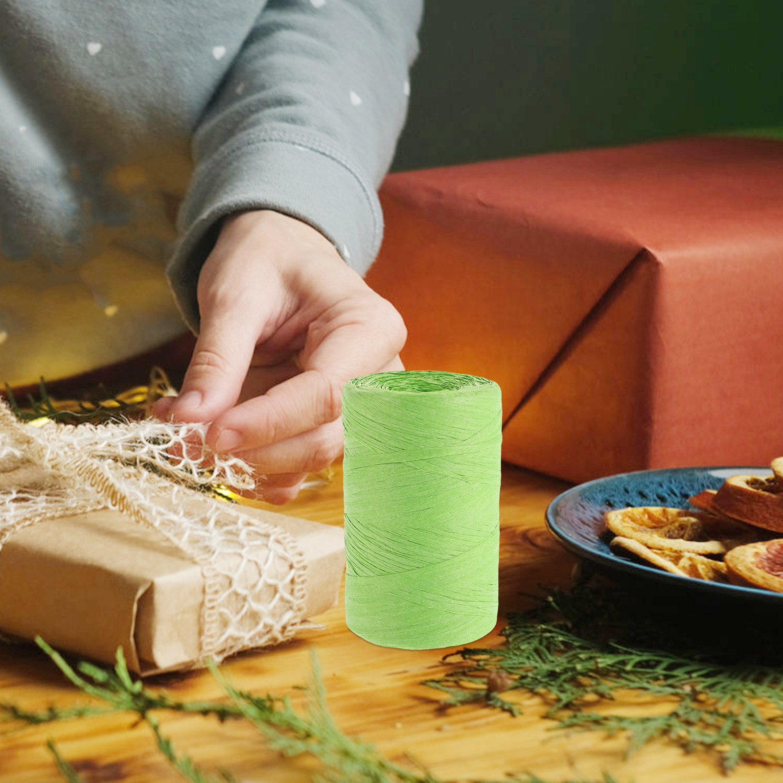 Cinta de papel de rafia de col - Papercraft Supply Ribbon reseña y precio